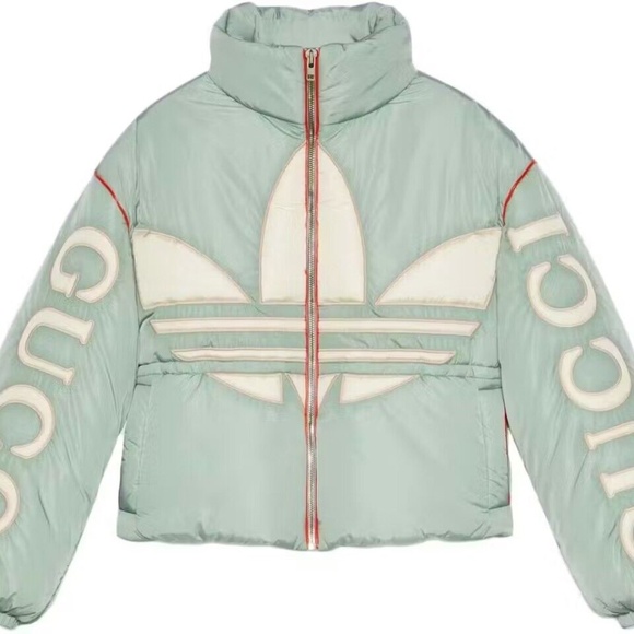 size XS - Gucci Adidas Jacket Padded Nylon Bomber Trefoil Puffer Mint Green - Picture 1 of 15